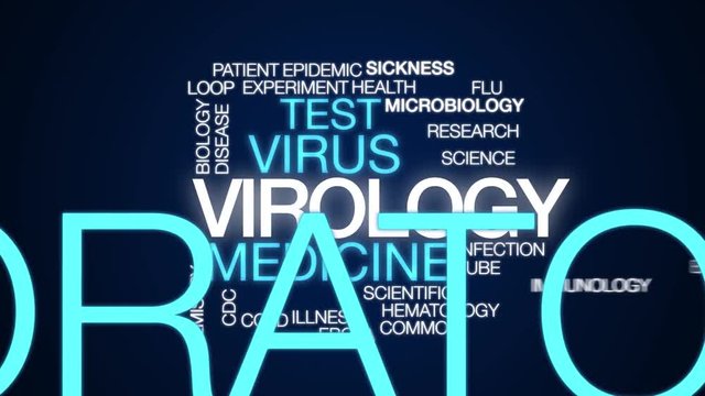 Virology animated word cloud. Kinetic typography.