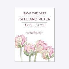 Elegant floral invite set modern card in tulips