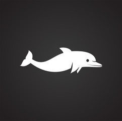 Dolphin icon on background for graphic and web design. Simple illustration. Internet concept symbol for website button or mobile app.