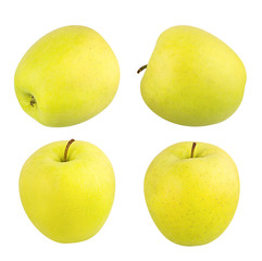 Fresh yellow apple isolated on white background with clipping path