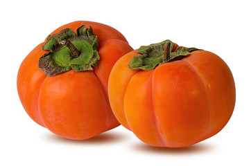 Fresh persimmon isolated on white background with clipping path