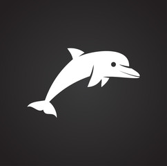 Dolphin icon on background for graphic and web design. Simple illustration. Internet concept symbol for website button or mobile app.