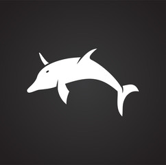 Dolphin icon on background for graphic and web design. Simple illustration. Internet concept symbol for website button or mobile app.