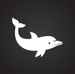 Dolphin icon on background for graphic and web design. Simple illustration. Internet concept symbol for website button or mobile app.