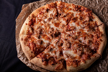 Tuna Pizza on black background