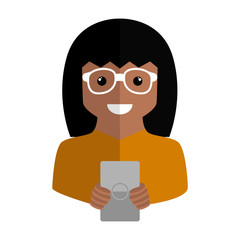Isolated woman with a smartphone - Vector illustration