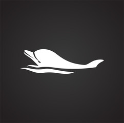 Dolphin icon on background for graphic and web design. Simple illustration. Internet concept symbol for website button or mobile app.
