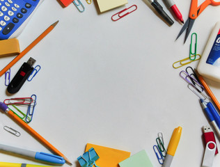 Frame of school supplies