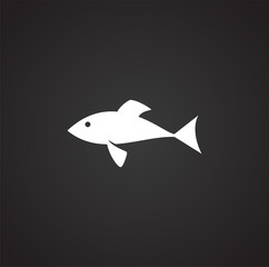 Fish icon on background for graphic and web design. Simple illustration. Internet concept symbol for website button or mobile app.