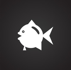 Fish icon on background for graphic and web design. Simple illustration. Internet concept symbol for website button or mobile app.