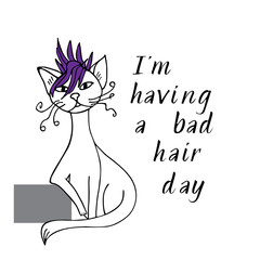 Cat hand drawn with bad hair day lettering - 270268133