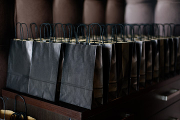 Rows of black paper bags