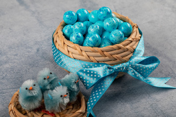 Almond candies.Colorful candies background top view, almond sweets. Sugar Feast, (Feast of Ramadan) Ramadan concepts.