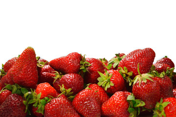 Strawberry. Fresh berries macro. Fruit background. Top view.