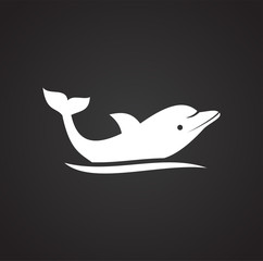 Dolphin icon on background for graphic and web design. Simple illustration. Internet concept symbol for website button or mobile app.