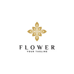 Beautiful flower design with gold color. Fancy Jewelry Fashion Logo concept icon. - Vector 