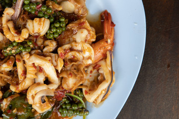 stir fried spicy seafood or seafood pad cha