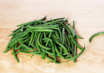 Green Beans Vegetable Isolated on Wooden Tabletop From Above