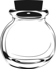 glass bottle drawing black and white