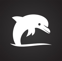 Dolphin icon on background for graphic and web design. Simple illustration. Internet concept symbol for website button or mobile app.
