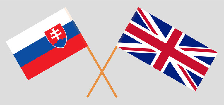 The UK and Slovakia. British and Slovakian flags