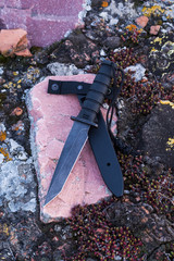 Large army knife and plastic sheath. Soldier's knife.