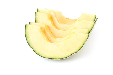 Crown Melon slice fruits isolated on white background