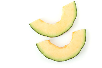 Crown Melon slice fruits isolated on white background
