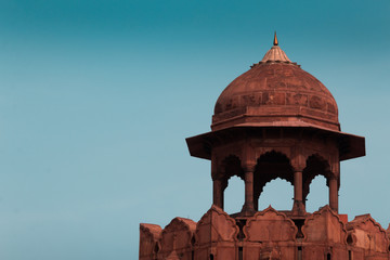 India travel tourism background - Dome, Red Fort (Lal Qila) Delhi - World Heritage Site. Delhi, India