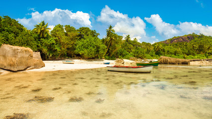 Beautiful tropical landscape of a rocky beach, Seychelles