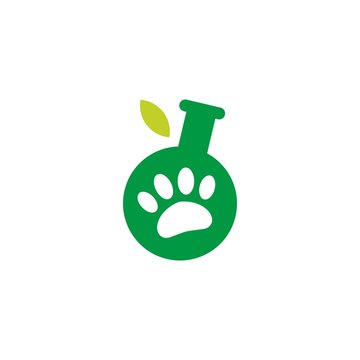 lab leaf paw pet logo vector icon illustration