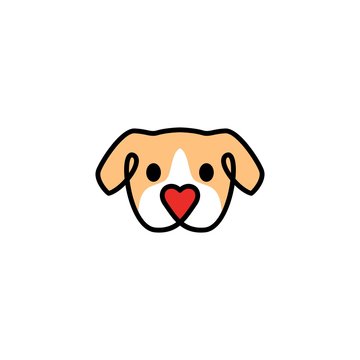 Dog With Love Shape Nose Logo Vector Icon Illustration