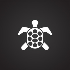 Sea turtle icon on background for graphic and web design. Simple illustration. Internet concept symbol for website button or mobile app.