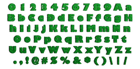 English children's alphabet of letters of leaves of grass foliage