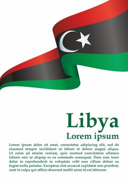 Flag of Libya, State of Libya. Template for award design, an official document with the flag of Libya. Bright, colorful vector illustration.