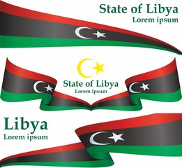 Flag of Libya, State of Libya. Template for award design, an official document with the flag of Libya. Bright, colorful vector illustration.