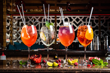 summer lemonades in the glasses