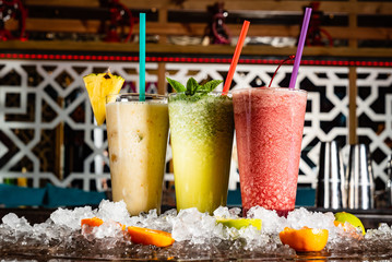 summer lemonades in the glasses