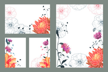 Art floral greeting and business card. 