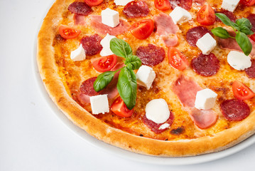 pizza on the white background