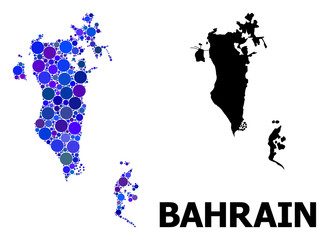 Obraz premium Blue Round Dot Mosaic Map of Bahrain