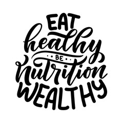 Healthy food lettering for banner design. Organic nutrition eco product. Vector