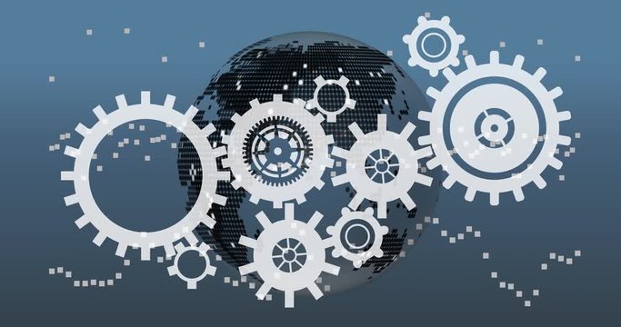 Earth bitmap and vector gears abstract 4k