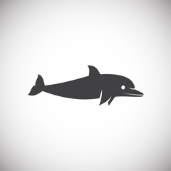 Dolphin icon on background for graphic and web design. Simple illustration. Internet concept symbol for website button or mobile app.
