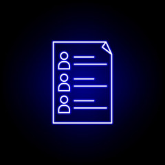 Elections candidates icon in neon style. Signs and symbols can be used for web, logo, mobile app, UI, UX