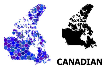 Obraz premium Blue Circle Mosaic Map of Canada