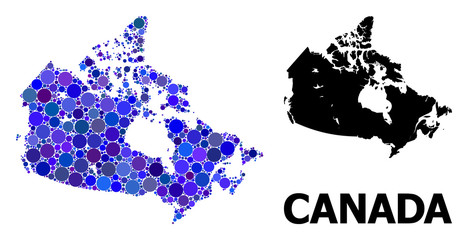 Obraz premium Blue Circle Mosaic Map of Canada