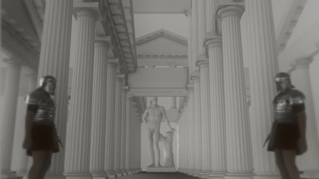 Two Roman Guards Standing Inside a Temple