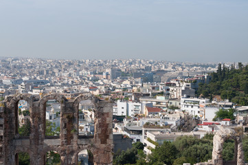 Naklejka premium View of Athens from Acropolis hill, Greece.