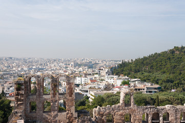View of Athens from Acropolis hill, Greece.
